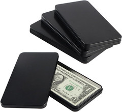 4 PCS Black Metal Cash Box Money Organizer with Lid Single Row Tray Storage Case