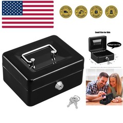 Cash Box with Key,Small Safe Lock Box with Portable Handle,Cash Drawer,5.91″x…