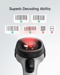 Inateck Bluetooth Barcode Scanner, 1 Charge 180 Days Standby, 35m Range,
