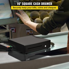 Cash Drawer 16″ Cash Register POS System 5 Bill 8 Coin 3 Unlocking Ways Box