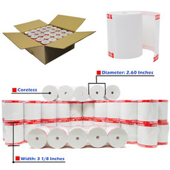 ( 50 CORELESS ) 3 1/8″ X 230′ A Grade POS Thermal Receipt Printer Paper