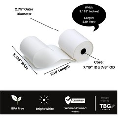 Thermal Printer Paper – 3 1/8″ x 230′ – BPA-Free – 30 Rolls