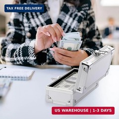 Hipiwe Lockable Cash Box Aluminium Alloy Money Box for Cash Money Storage Box Ca