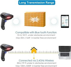 Bluetooth Barcode Scanner, Compatible with 2.4G Wireless & Bluetooth Function…