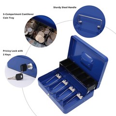 xydled Metal Cash Box, Cash Box with Money Tray and Key Lock, Storage Box, Bl…