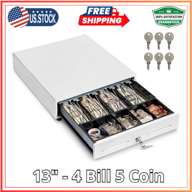 13 Cash Register Drawer for Point of Sale POS System with 4 Bill 5 Coin