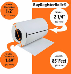 (5 Rolls) 2 1/4 X 85 Thermal Paper Receipt Rolls 2.25 X 85 Ft, Pos/Cash Register