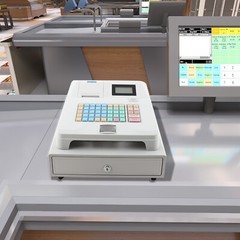 Electronic POS System Cash Register 48 Key POS Casher Digital LED & Drawer