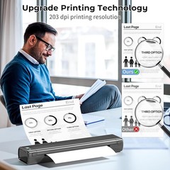 Portable Printers Wireless for Travel, M08F Printer, Grey and Black