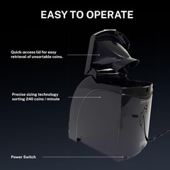 Automatic Coin Sorter, 1 Row with Quick-Access Lid