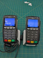 2x Aluminum Stands & Ingenico IPP350 Credit Card Terminal W/Power Supply
