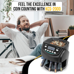 Kolibri KCS-2000 Professional USD Coin Counter Machine, Coin Sorter, Wrapper/Rol