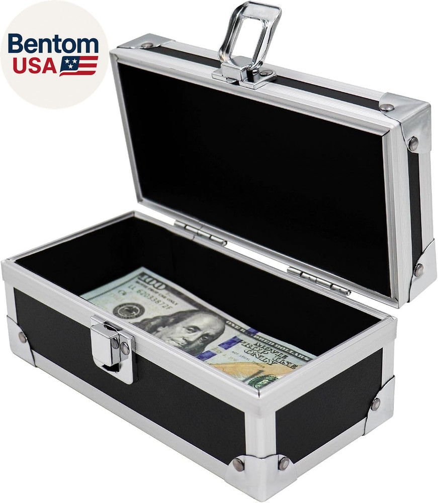 Lockable Cash Box, Aluminium Alloy Money Box for Cash, Money Holder, Cash Organi