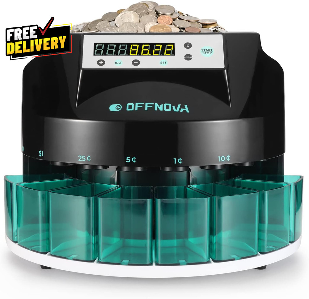 Electric Coin Sorter & Counter Machine 300 Coins/Min LED US Denominations