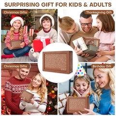 $10000 Cash Vault Wooden Savings Box,Wooden Savings Box with Money Target Numb