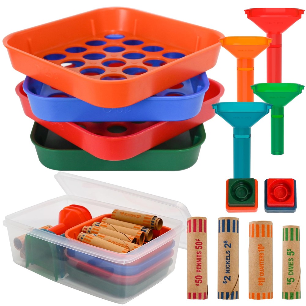 Coin Sorter Trays and Counter Tubes Roller Crimp Tool with 60 Preformed Wrapper