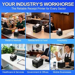 Wall-Mounted 80mm Thermal Receipt Printer with Smart RGB Alerts & Durability