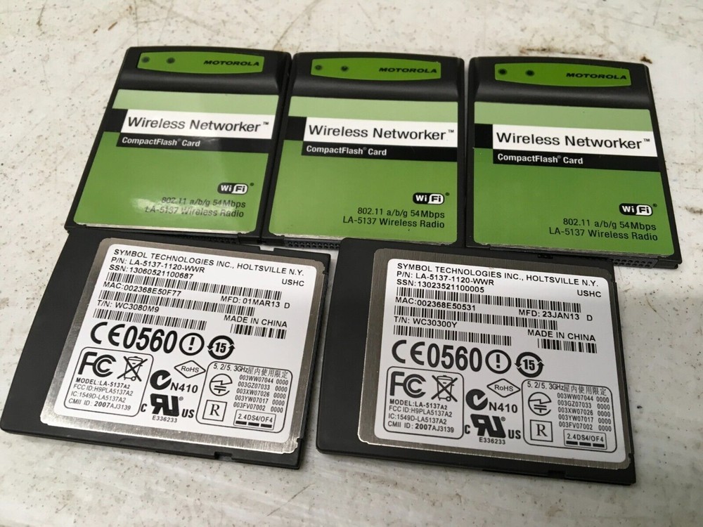 Lot of 5 Symbol Motorola LA-5137-1020-WWR Compact Flash Wireless 802.11 54Mbps