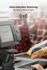 1D 2D Barcode Scanner Wireless Bluetooth QR Code Gun Read Screen Smart Base