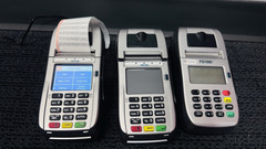 Pair of First Data FD150 and FD100ti Credit Card Processing Machines