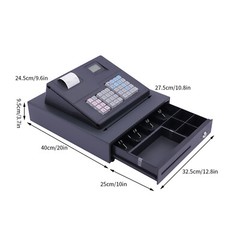 39 Keys Wired Lockable Electric Thermal Cash Register w/ Drawer for Catering