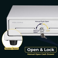 Volcora 13 Manual Push Open Cash Register Drawer For Point Of Pos System White