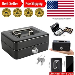 Portable Mini Cash Box with Dual Key Lock and Removable Tray – Perfect for Kids!
