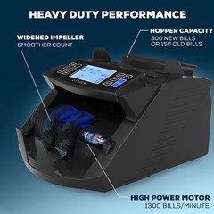 USA Money Counter Machine with Value Count – DT200 Large 4” LCD Display Cash …