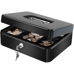 Large Portable Cash Box with Removable Tray & Dual Key Lock – 9.84″ x 7.87″