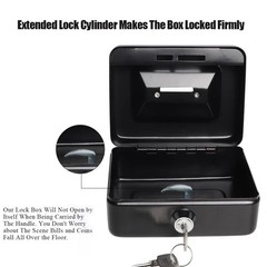 Small Cash Box with Lock and Slot – Jssmst Metal Coin Bank X-Small, Black