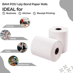 3″ x 150′ 1ply Bond Receipt Paper Rolls for Kitchen Impact Printers Star SP70…