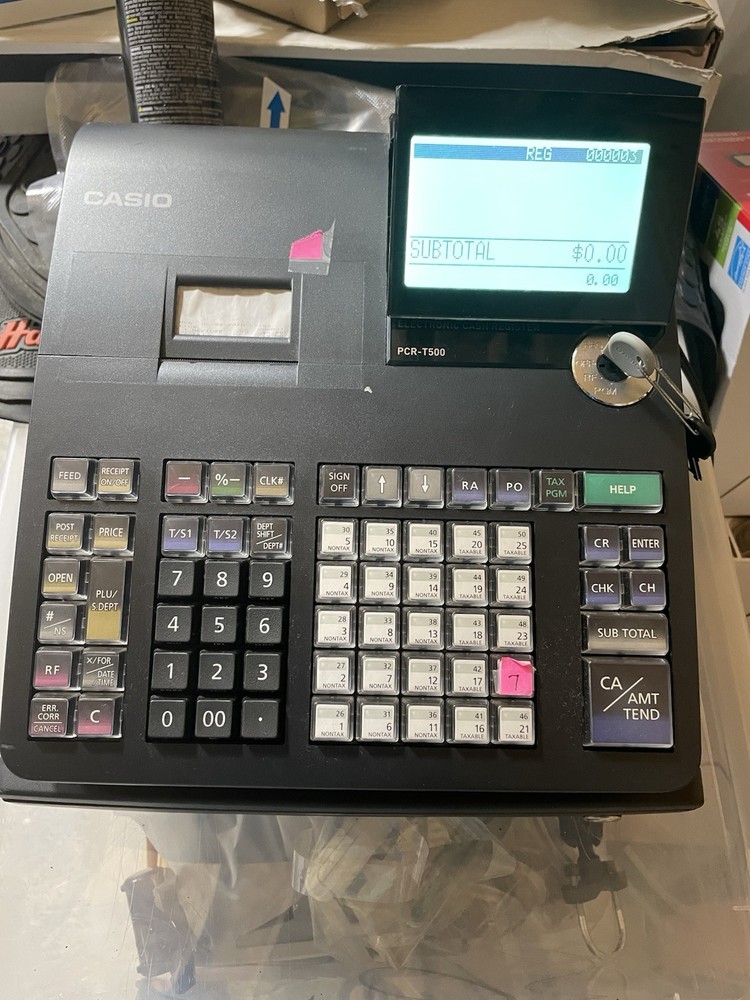 Casio PCR-T500 Electronic Cash Register w/ Operating Keys Tested Working Great