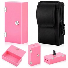 Extra Large Acrylic Winners Bank Portable Pink Cash Box Lock Bag 2 Keys
