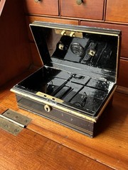 Antique English Hobbs & Co Toleware safety deposit box / Cash Box Victorian Era
