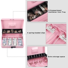 Cash Box with Money Tray and Combination Lock,Tiered, Cantilever Design,4 Bil…