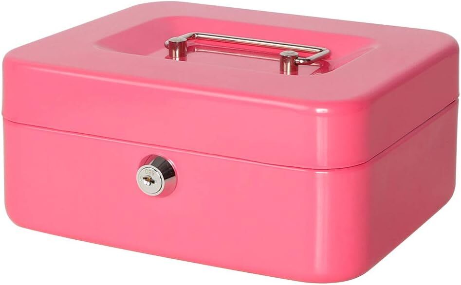 Small Cash Box With Key Lock – Durable Metal Cash Box With Money Tray Pin
