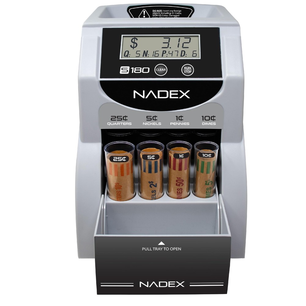 Nadex S180 Digital Coin Sorter and Counter – Displays Total and Values, Black
