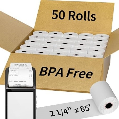 50 Rolls 2 1/4″ x 85 Feet BPA Free Thermal POS Receipt Paper for Cash Registers