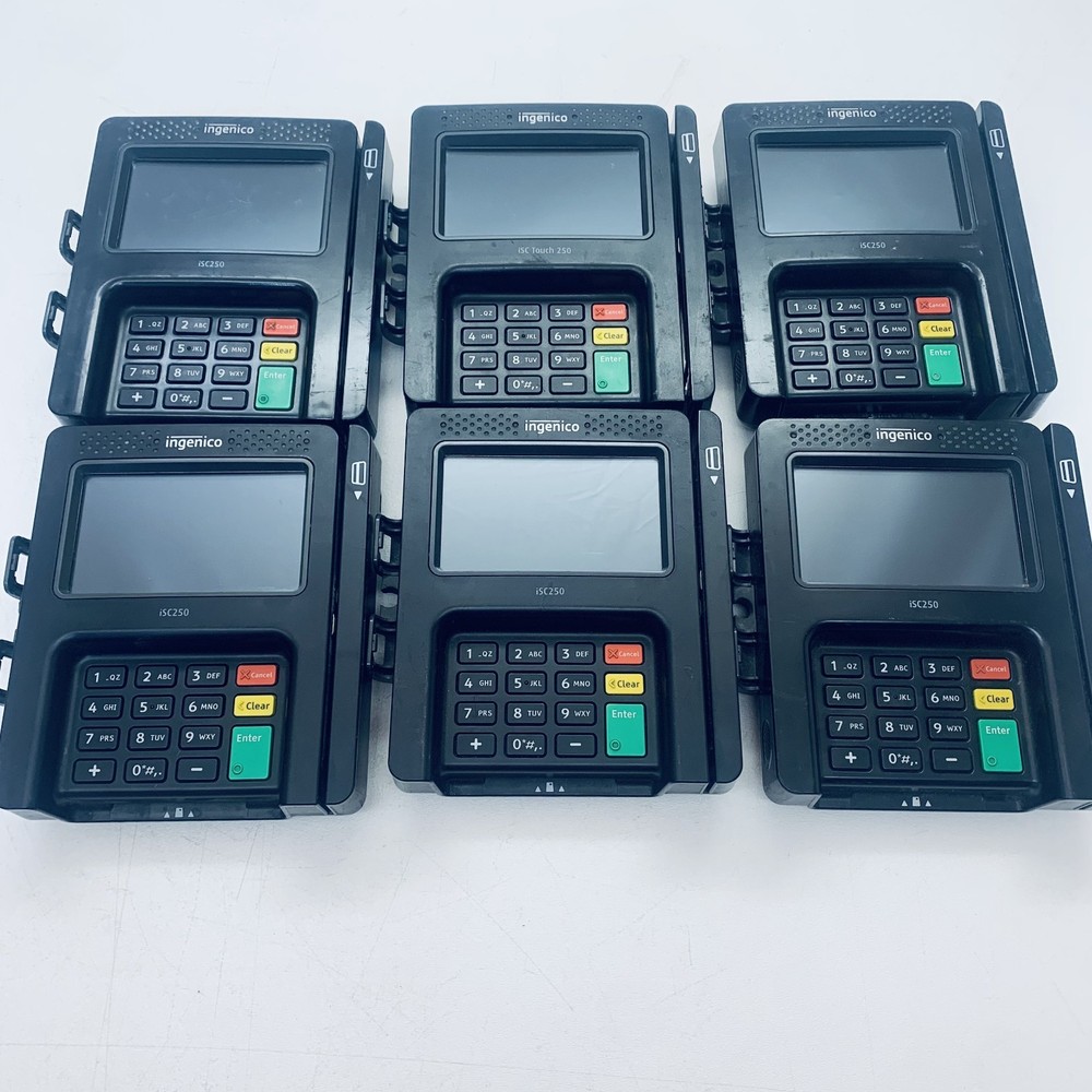 LOT OF 6 Ingenico ISC250 LCD Smart Payment Terminal Credit Card Reader *READ*