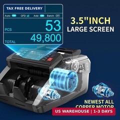 PONNOR N70 Mixed Denomination Money Counter Machine, Value Counting, Cash Counte
