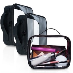 Clear Makeup Bags with Zipper 3pcs in Black, 6.5 x 8.3 inches – Quart Size, T…