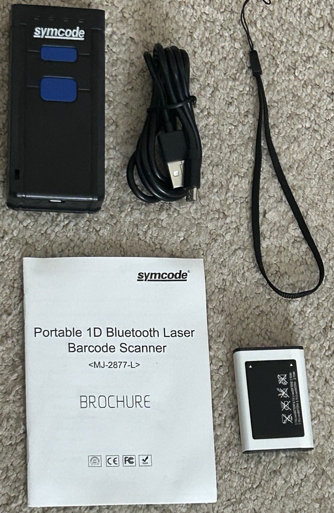 Symcode Portable Wireless Bluetooth 1D Barcode Scanner MJ-2877-L