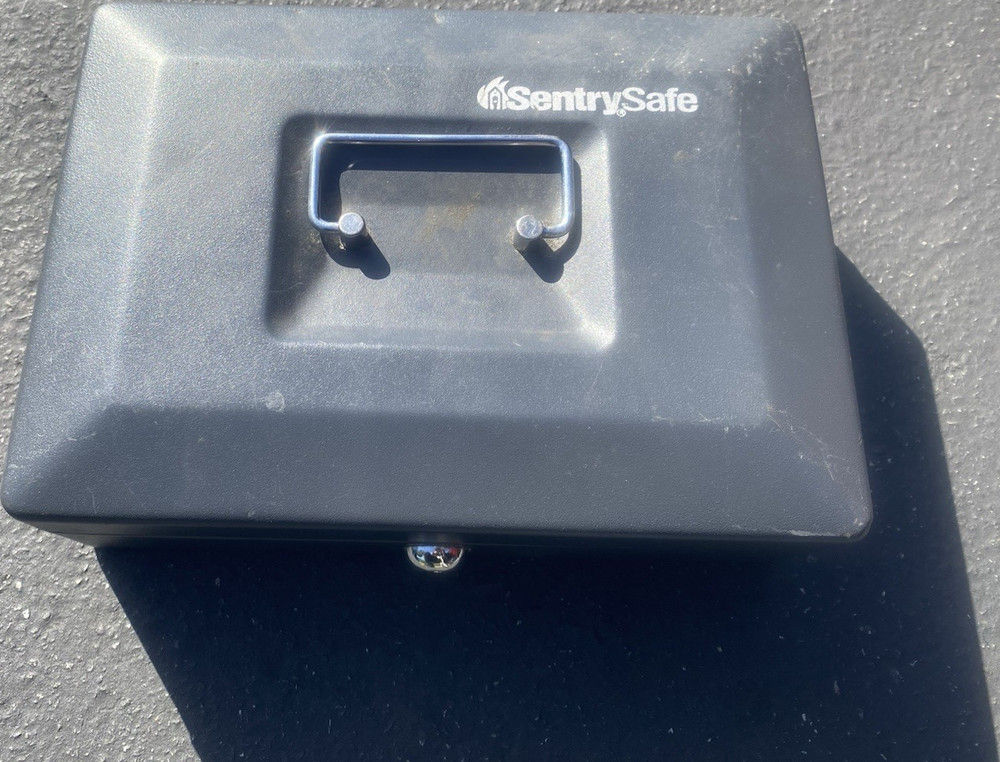 SentrySafe Metal Cash Box Black Key Lock Portable Lockable Handle Secure Storage
