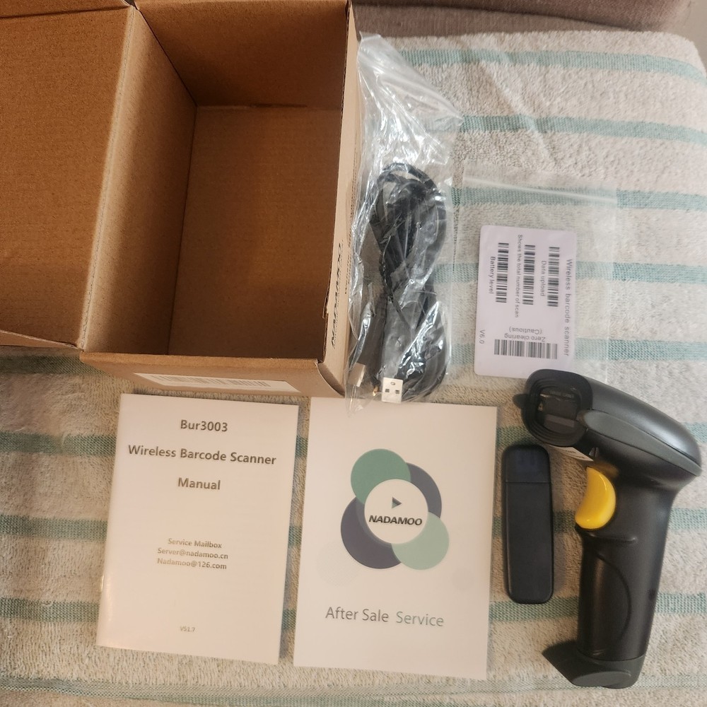 NADAMOO BUR3003 433MHz Wireless Barcode Scanner New Open Box