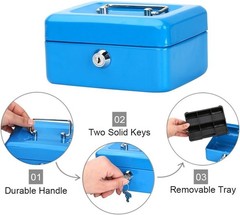 5.9-Inch Waterproof Metal Cash Box with Key Lock – Perfect for Storage & Safety
