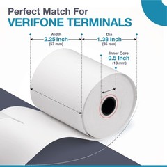 30 PCS Thermal Receipt Paper Rolls Fits Verifone Vx520/Vx680/T650/P400m