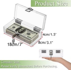 Lockable Money Storage Box Clear Acrylic Cash Holder with Key Lock Cash Organ…