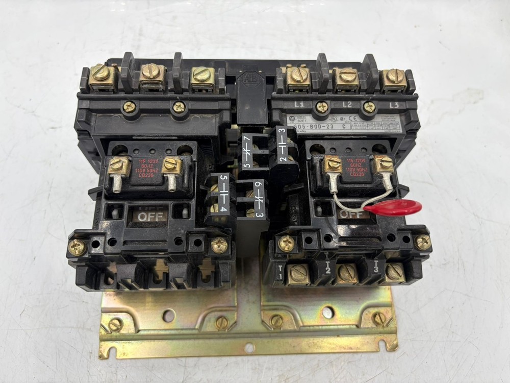 505-B0D-23 Reversing Contactor Size 0 120V 18A 1NO 1NC Aux Motor Starter Used