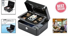 Compact Medium Cash Box with Dual Key Lock & Transport Handle – 7.87×6.30 inches