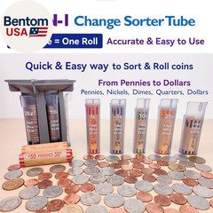 Change Sorter Tube as Coin Counter Machine with Coin Wrappers, Coin Sorter Chang